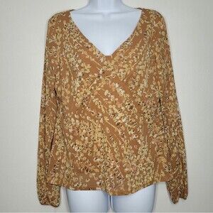 Vintage y2k fairy grunge floral long sleeve v neck nylon babydoll top size xl